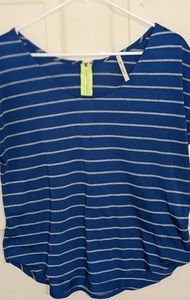 Miami Blue and Grey Stripe Short Sleeve Tunic